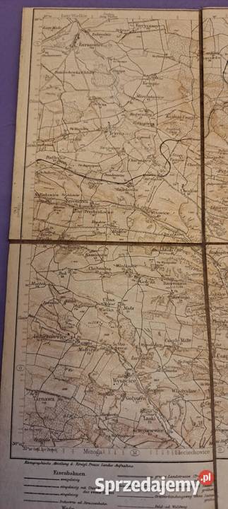 MAPA 1914 Królestwa Pruskiego Miechów i 100000