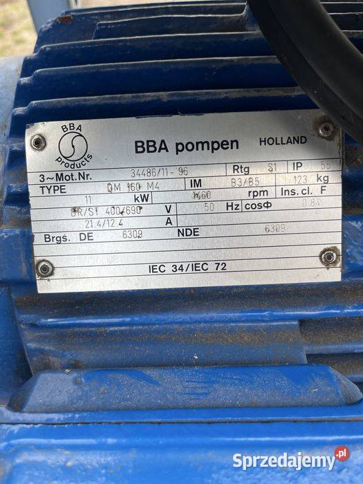 Pompa Wody BBA Holland 180m3h 11kw 88mth Tuliszków