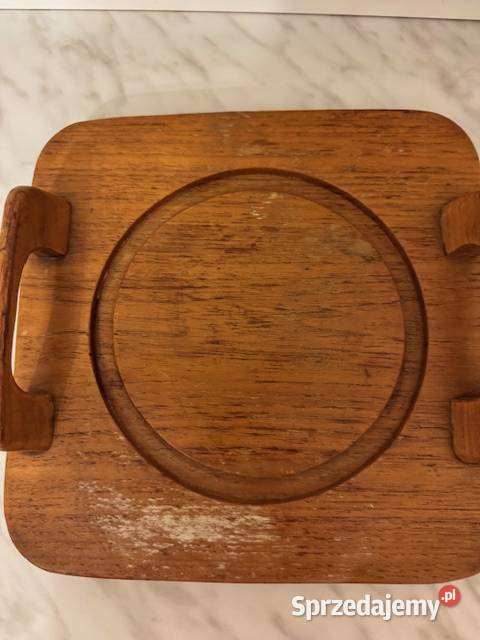 Podstawka Taca z uchwytami drewniana z czasów Częstochowa