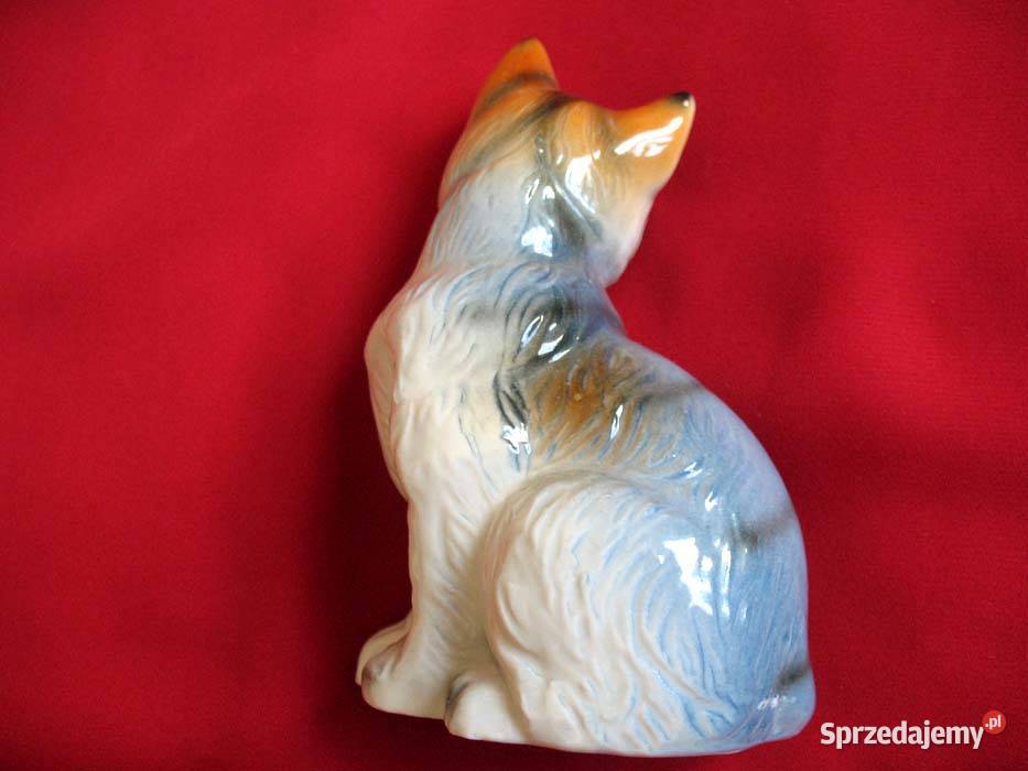 Kot kotek siedzi figurka stara porcelana 13 x 9 wielokolorowy Figurki i rzeźby mazowieckie Siedlce