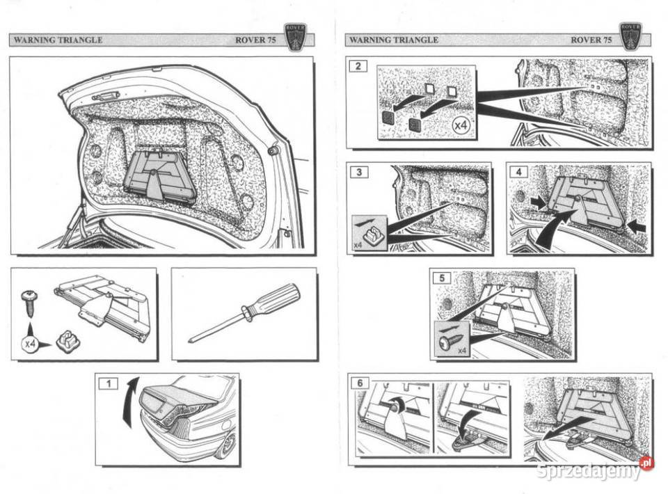 Rover 75 sedan oryginalny trójkąt ostrzegawczy Apteczki, gaśnice, trójkąty