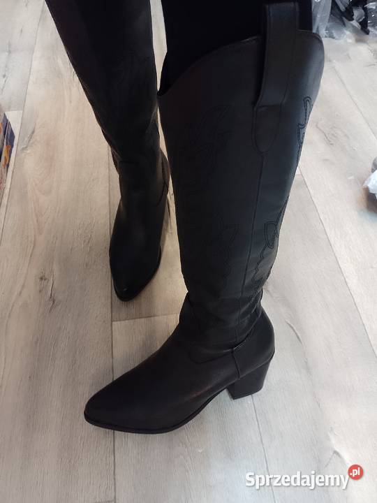 40 Czarne wyszywane Kozaki kowbojki NOWE sprzedam