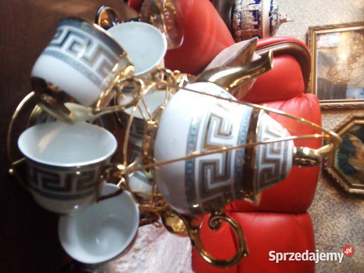 Serwis porcelanowy w złotym koszyczku Ceramika i szkło Warszawa sprzedam
