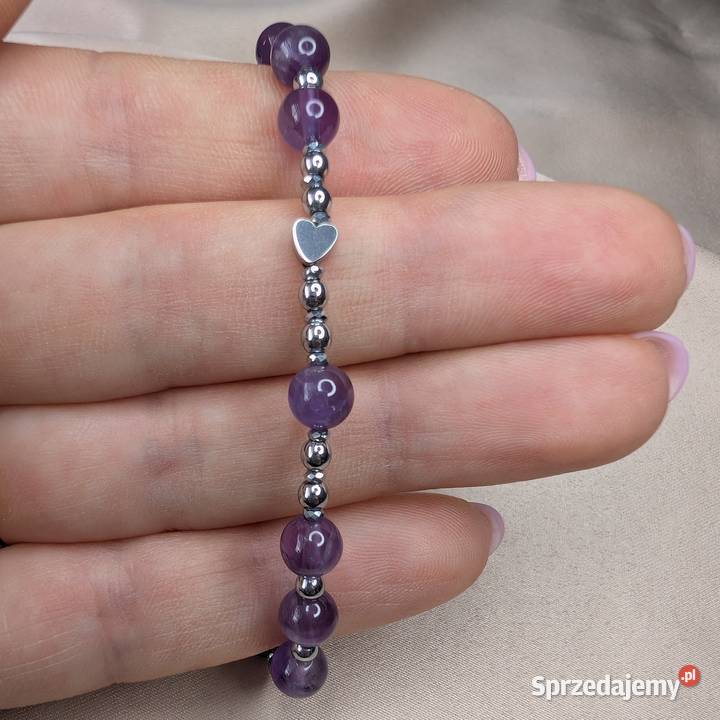 Bransoletka różaniec kamienie ametyst krzyżyk opolskie Opole