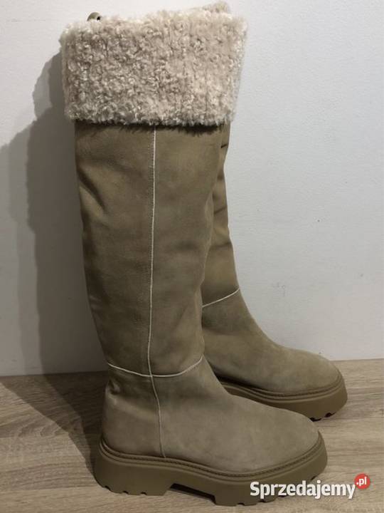 Skórzane buty kozaki damskie r40 brązowy/beżowy Inowrocław