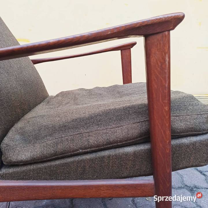 Fotel teakowy vintage skandynawia lata 60te 102cm Złotokłos