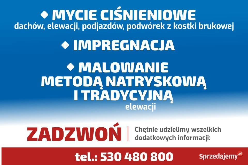 Mycie ciśnieniowe dachów elewacji kostki pomorskie Bytów