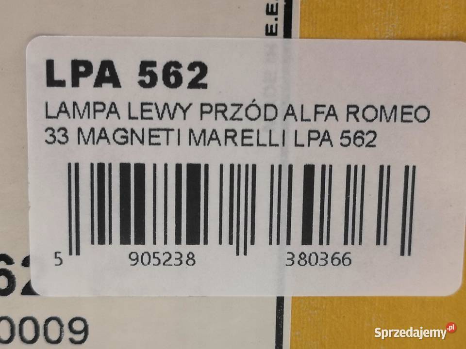 LAMPA LEWY PRZÓD ALFA ROMEO 33 19831993 NOWA osobowe Lampy przeciwmgielne lubelskie sprzedam