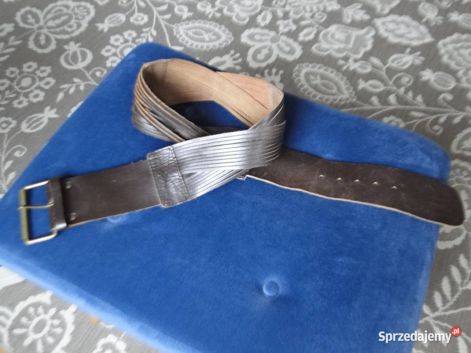 Piękny skórzany pas szeroki dizajnerski Paski mazowieckie Warszawa