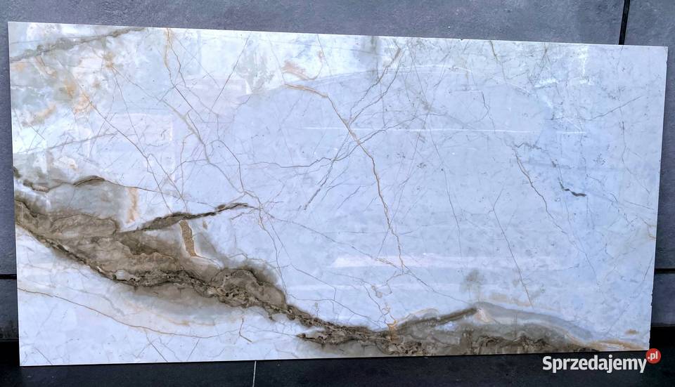 Gres BIAŁY MARMUR poler złoto 120x60 WYSOKI Łask