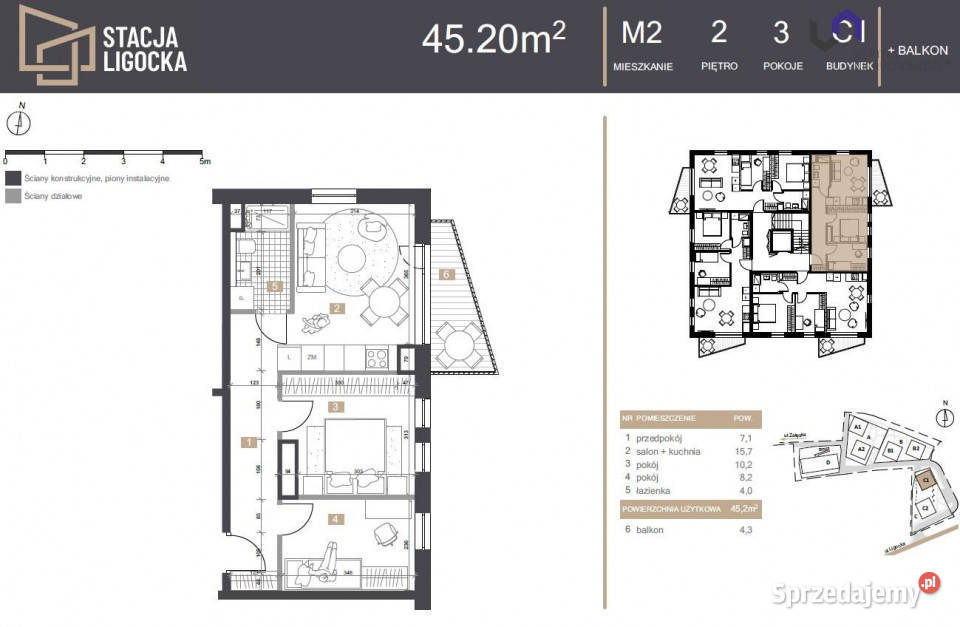 Mieszkanie 452m2 3 pokoje Katowice Ligocka sprzedam