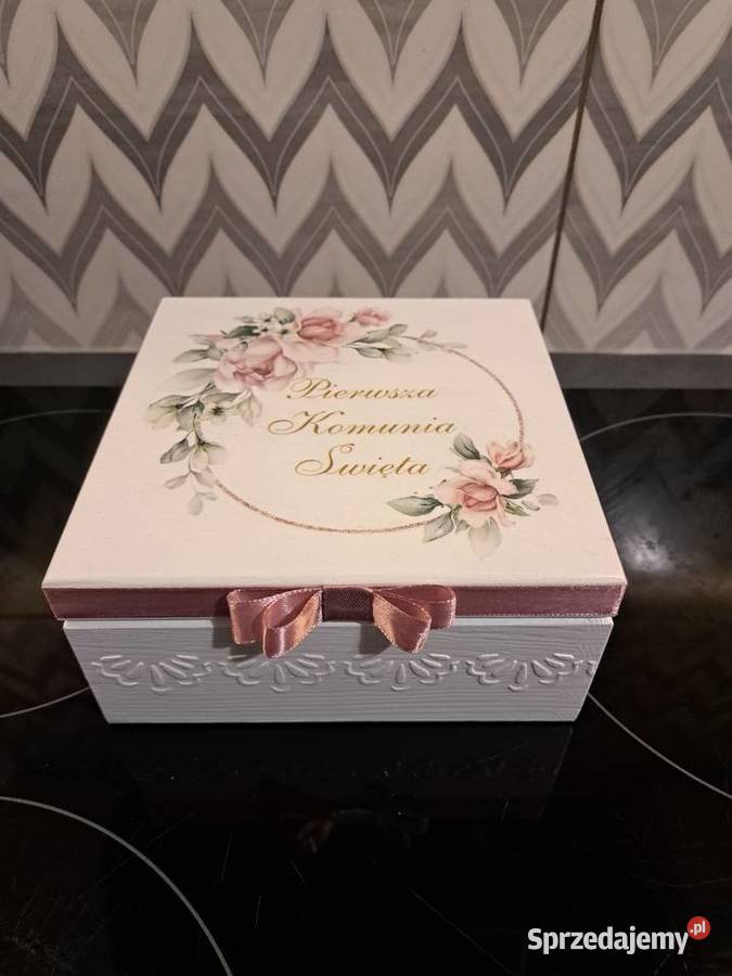 Szkatułka komunijna róże handmade opolskie Kędzierzyn-Koźle