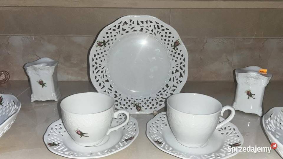 Talerzyk z różyczką Ażur Biała porcelana pomorskie sprzedam