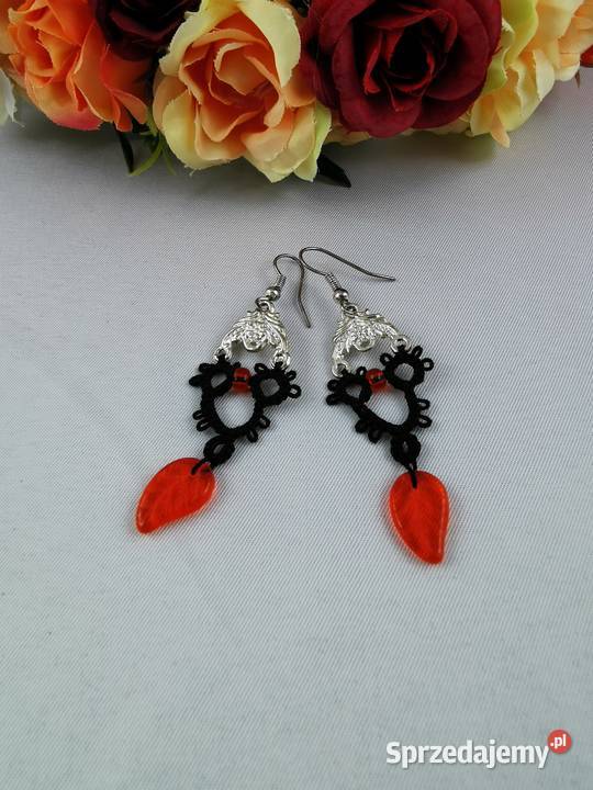 Kolczyki frywolitkowe Wiśniowa