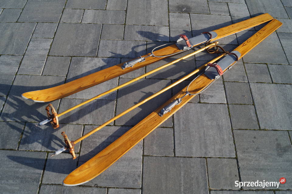 Stare narty drewniane 172 kijki w komplecie Pruchnik sprzedam