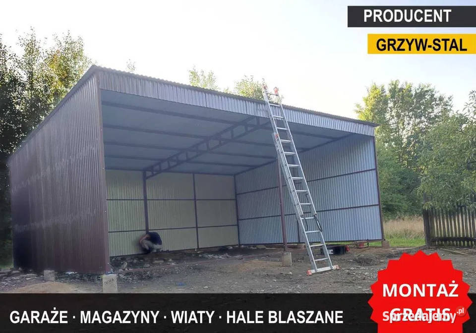 Garaż Blaszany Otwarty Wiata Garażowa Hala 42m2 Augustów sprzedam