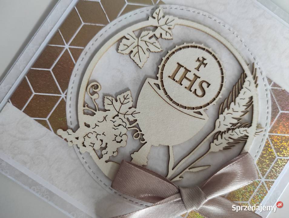 Kartka ręcznie robiona na Komunię świętą Łódź