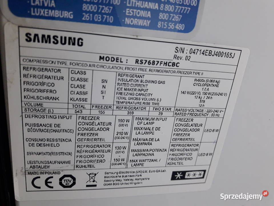 Lodówka side by side samsung 85cm kujawsko-pomorskie Golub-Dobrzyń