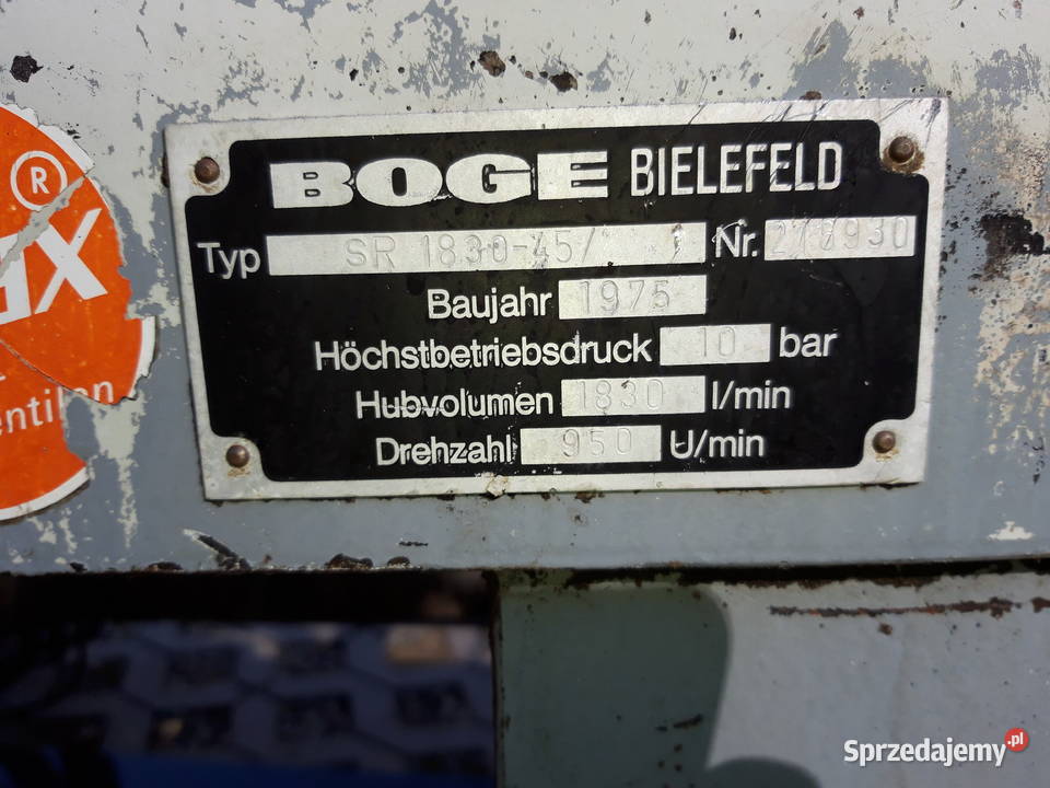 Kompresor tlokowy BOGGE 11kw Kłodzko sprzedam