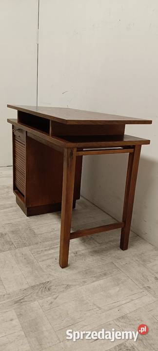 biurko drewniane małe dwustronne vintage design Radomsko