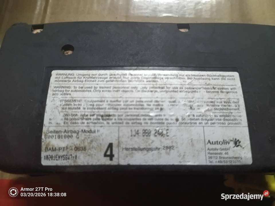 Poduszka przedniego fotela skoda octavia1 Krzywiń