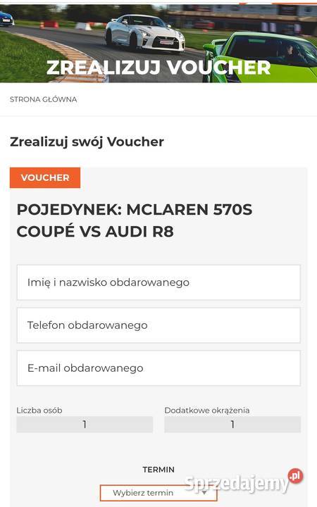Voucher pojedynek Mclaren 720s Coupe vs Audi R8 Kraków
