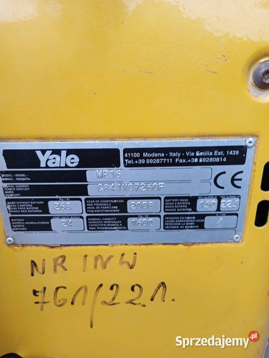 Wózek paletowy elektryczny paleciak Yale Radzyń Podlaski