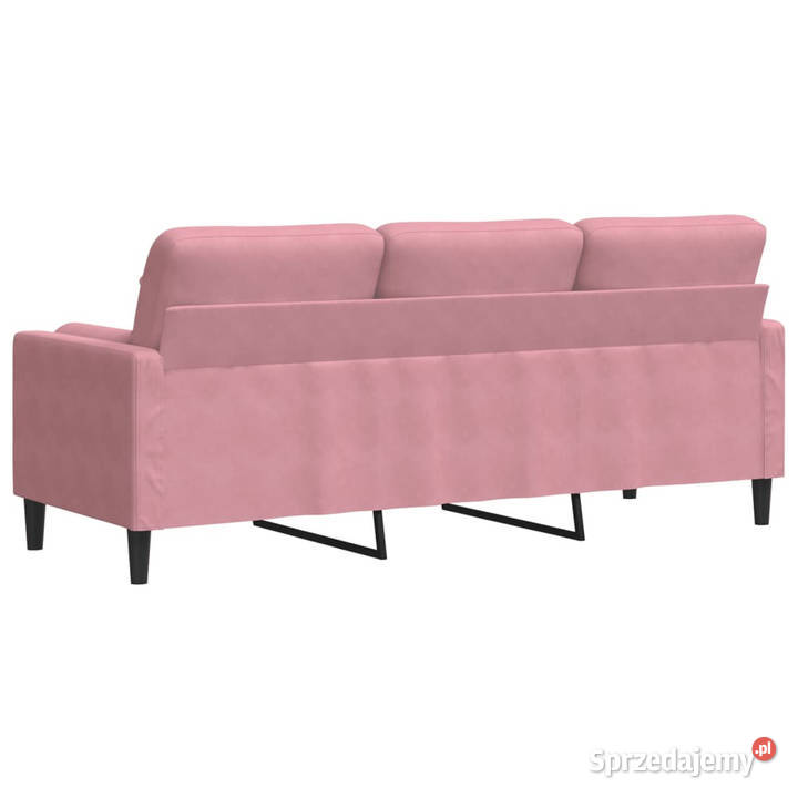 3osobowa sofa z poduszkami różowa 180 aksamit