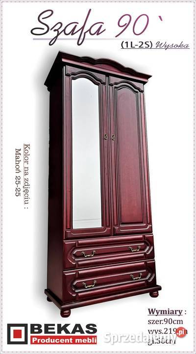 Stylowa Szafa 130 3D2S Śliczna Korona Lity Dąb 129cm