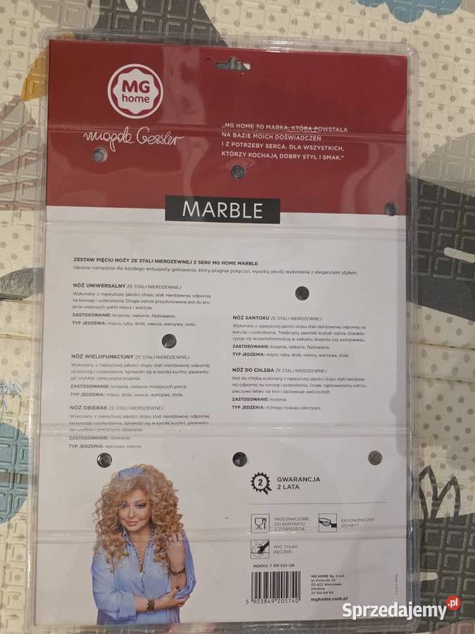 Noże kuchenne 5 sztuk MG Home Marble nowe czarny Toszek