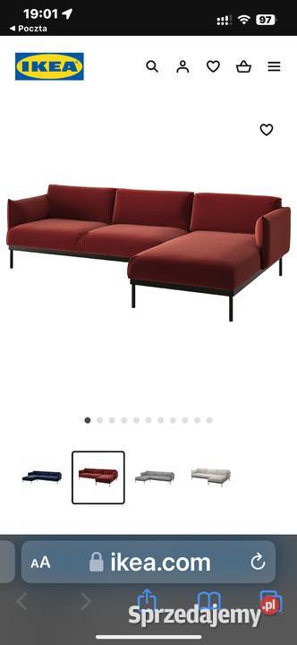 Sofa z szezlongiem APPLARYD Ikea kanapa unikat czerwonobrązo