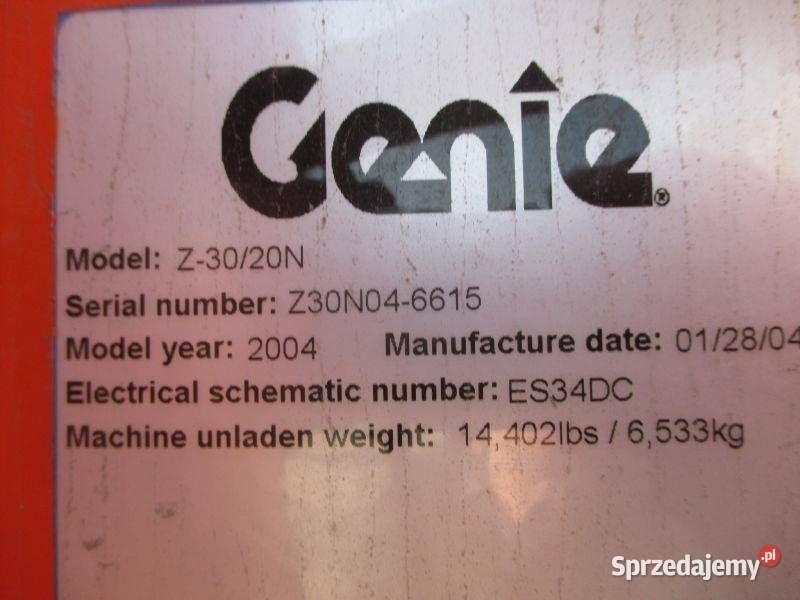 Podnośnik koszowy zwyżka 11 m Genie Z3020N UDT Dźwigi, podnośniki Pleszew