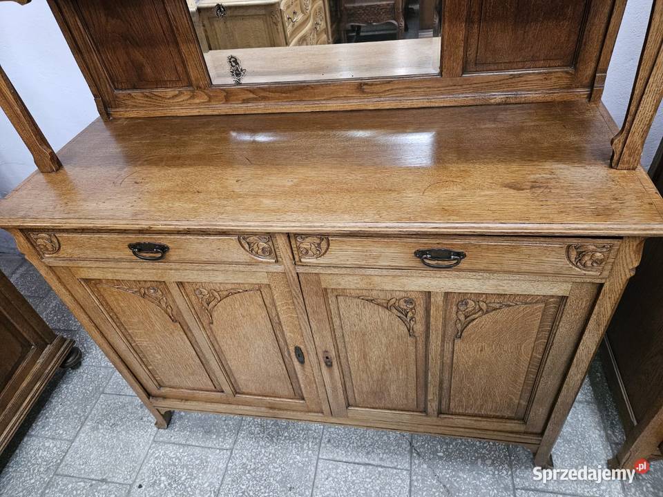 Dwa stare dębowe kredensy secesyjne z Francji Nowy Sącz