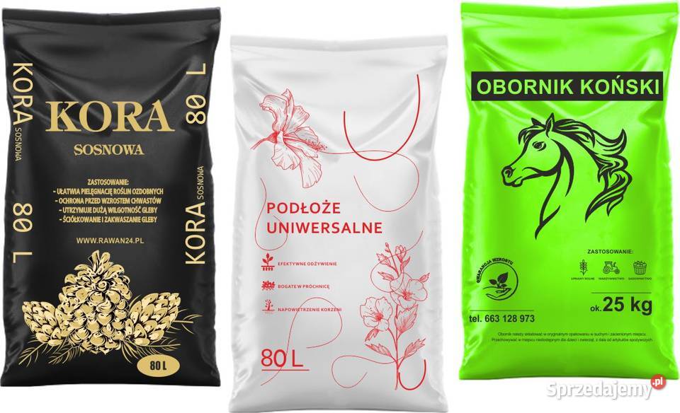 Worki na podłoża ogrodnicze korę ziemię obornik Bolszewo