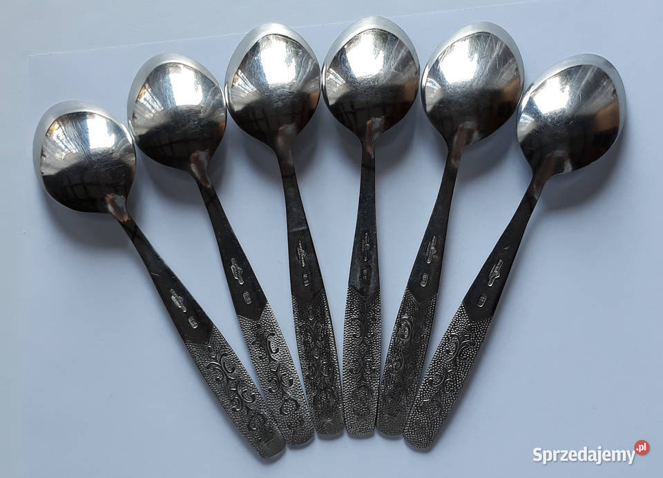 Łyżki obiadowe 1 ROŚLINNY Gerlach sztućce PRL śląskie