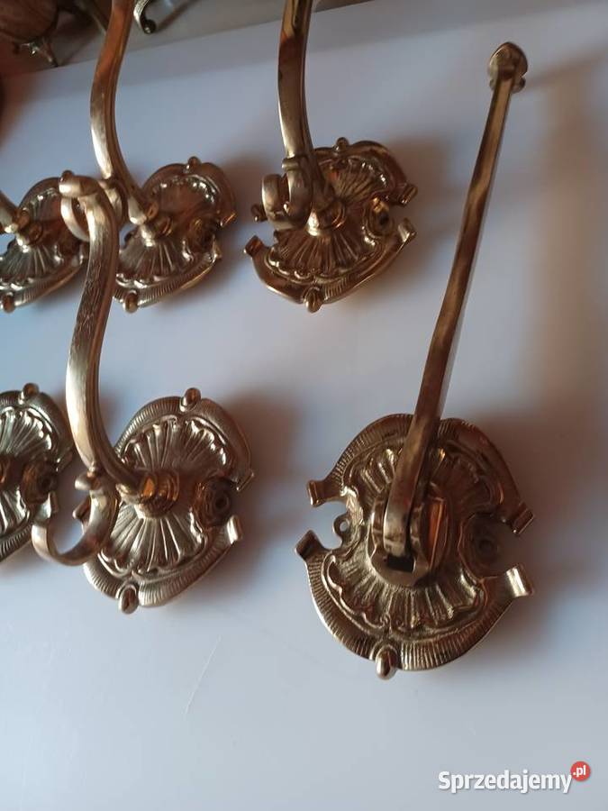 Piękny masywny mosiężny wieszak Poznań