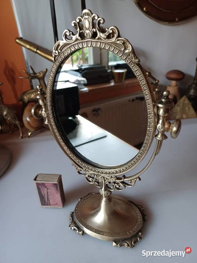 Piękne stojące lusterko w mosiężnej obudowie Poznań