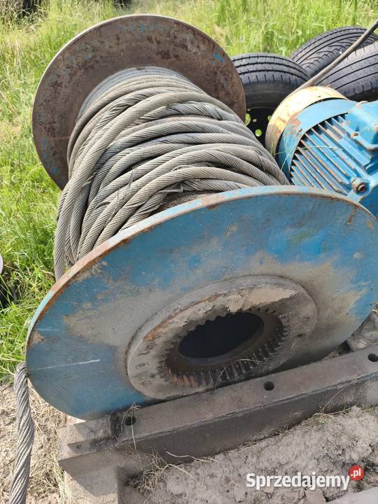 Bęben stalowy z liną 12mm z wciągarki ok 220M Bodzentyn