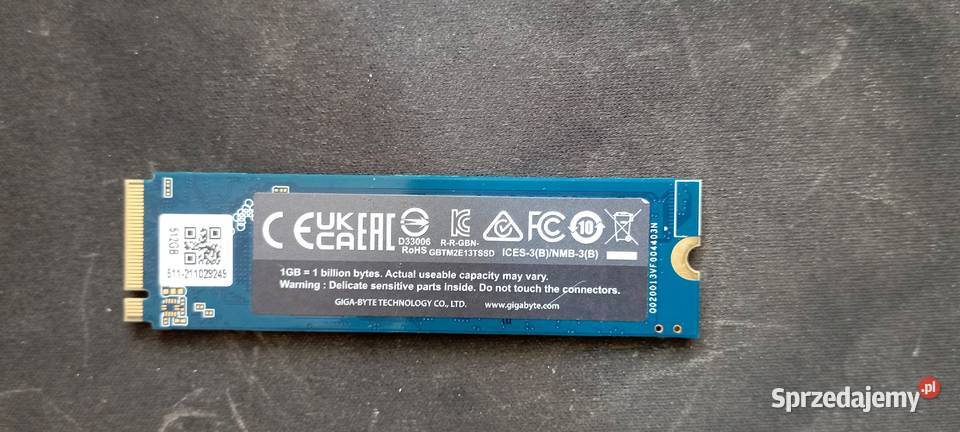 Dysk ssd Nvme 512gb gigabyte Pozostałe Konin