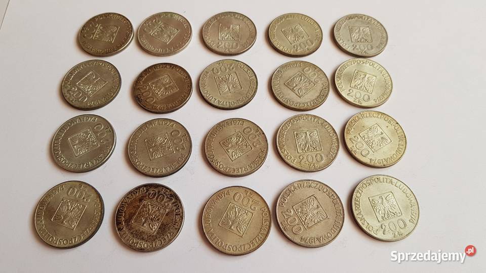 20x 200 XXXlecia PRL 1974 mapka Ag srebro 625 Dąbrowa Górnicza