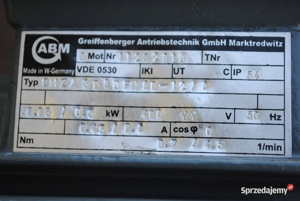 Motoreduktor dwubiegowy 00603kw 0745obrmin lubuskie Kargowa