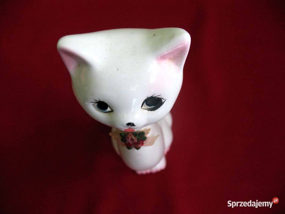 Kot kotek w kropeczki stara figurka porcelana Siedlce