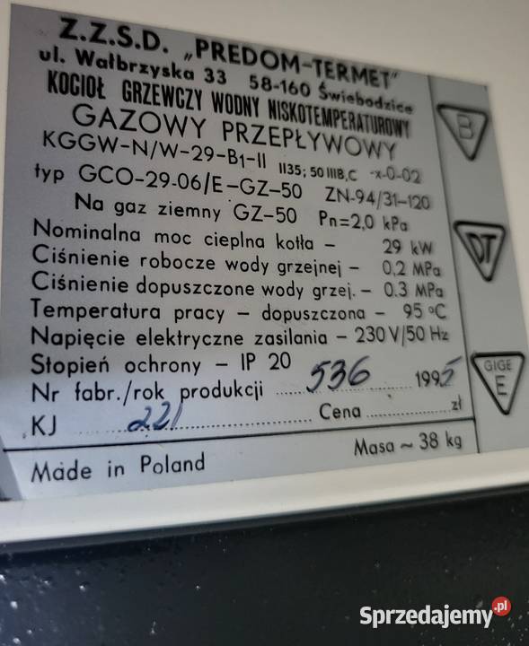 Piec gazowy nowy Termet GCO2906 małopolskie