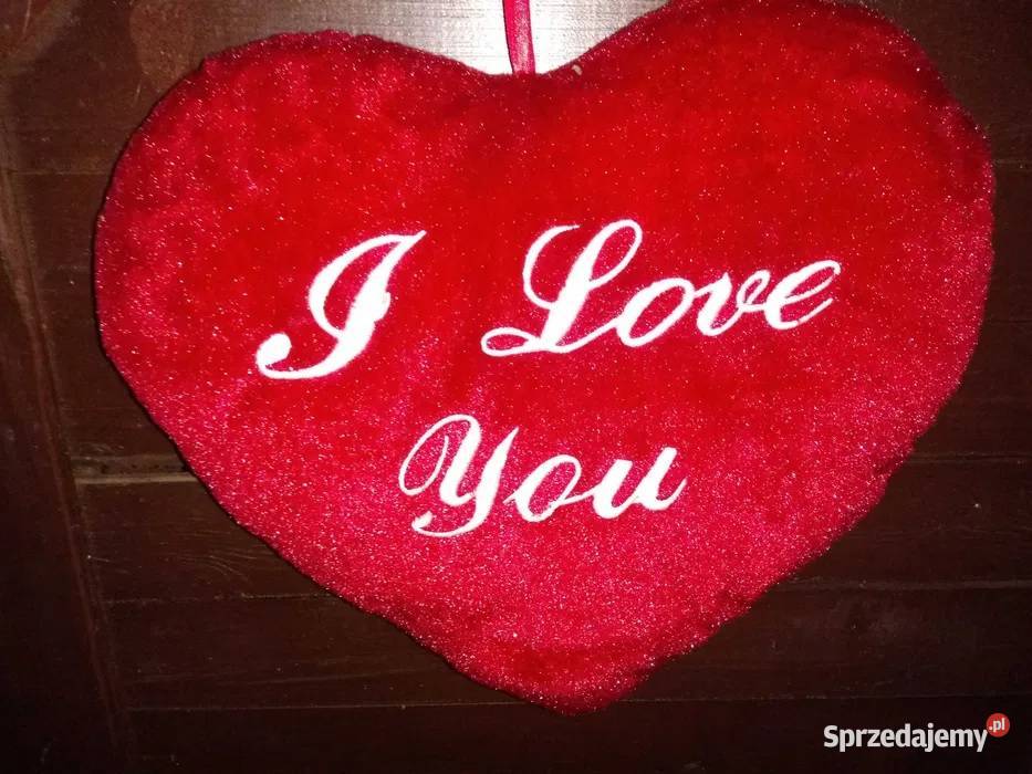 Pluszowe serce poduszka z napisem I Love You Warszawa