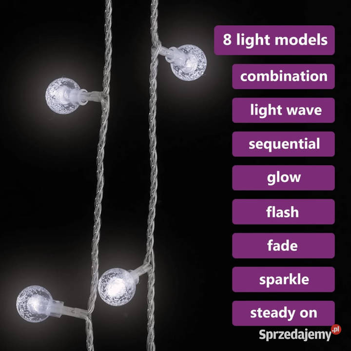 Lampki świąteczne 20 m 200 diod LED zimna biel 8 Warszawa