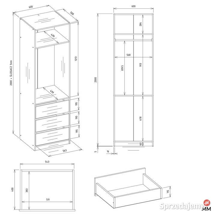 Garderoba OPENO 1W1P3S BIAŁA