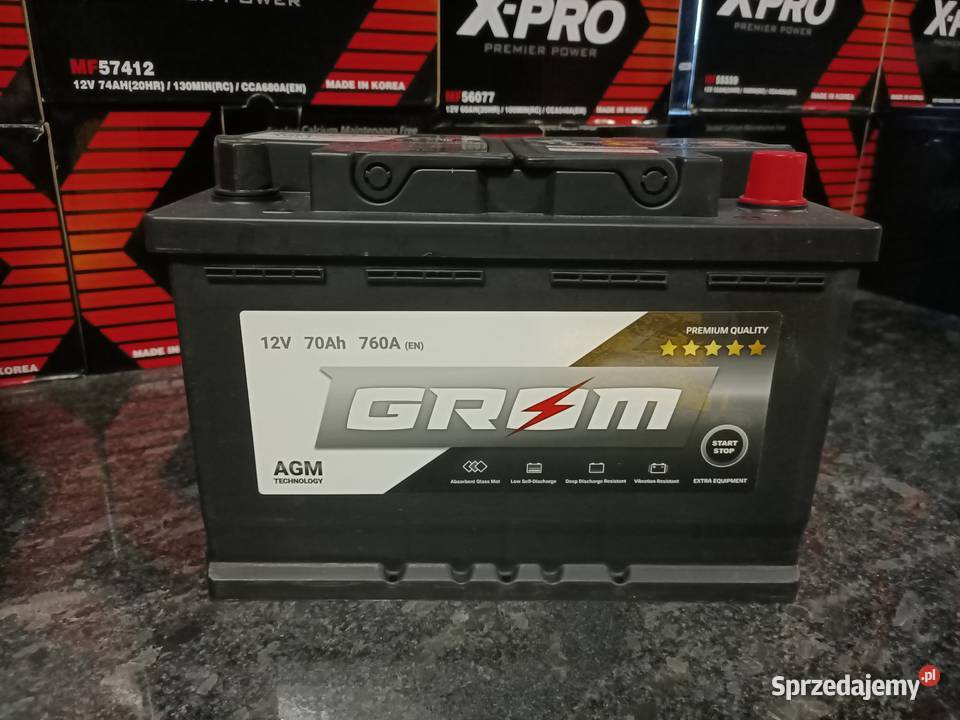 Akumulator GROM AGM STARTSTOP 70Ah 760A Prawy Akumulatory Poznań