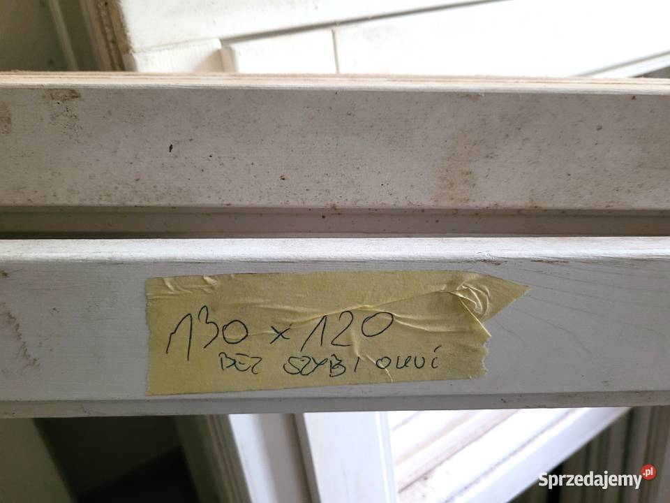 okno drewniane 140x130 dwuskrzydłowe szyba Okna i parapety Turawa