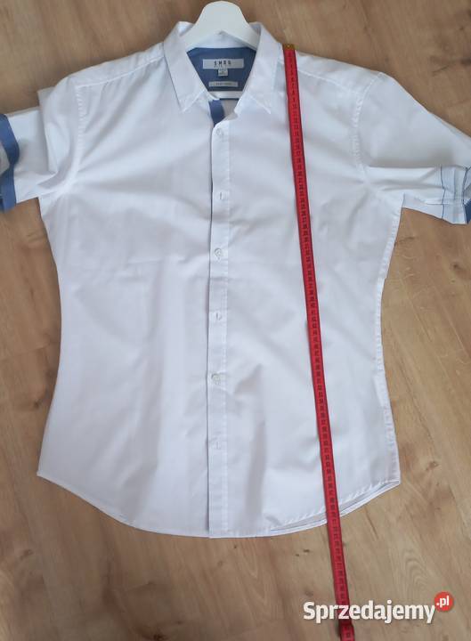 Koszula męska SMOG Slim Fit M biała krótki rękaw Koło
