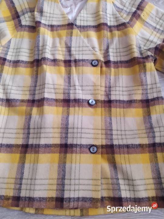 Płaszcz damski KRATA żółto brązowy Hajnówka